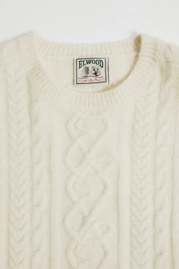 Elwood Clothing ANTIQUE CABLE KNIT SWEATER- Sweaters